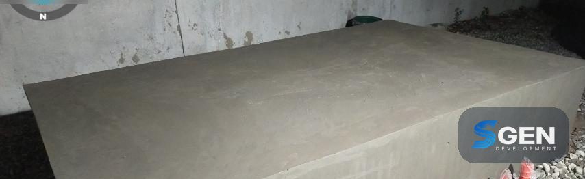 Completed reinforced-concrete equipment foundation